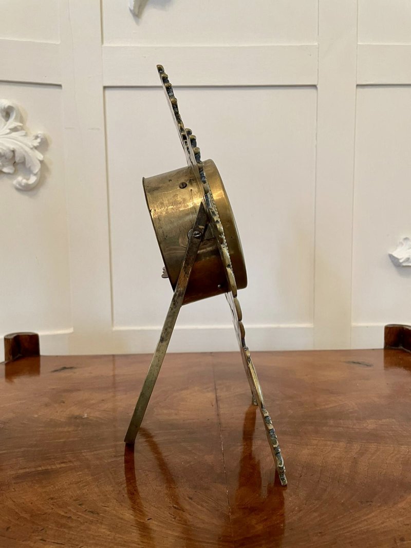 Antique Victorian Ornate Brass Desk Clock - Image 3